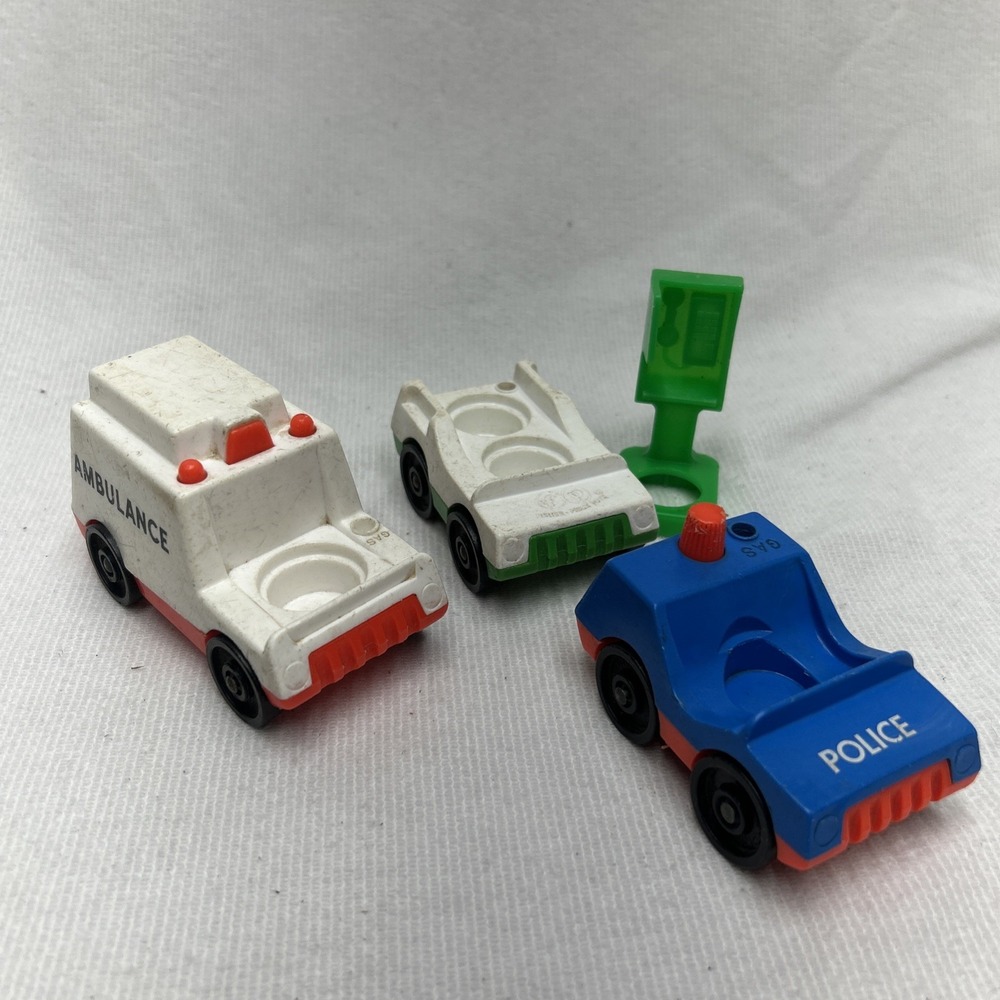 Fisher Price Ambulance Police Car Car and Pay Phone Vintage Toy Little People